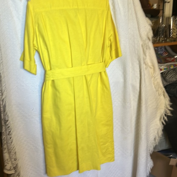 Linen Blend Yellow Dress Belted - Picture 5 of 7